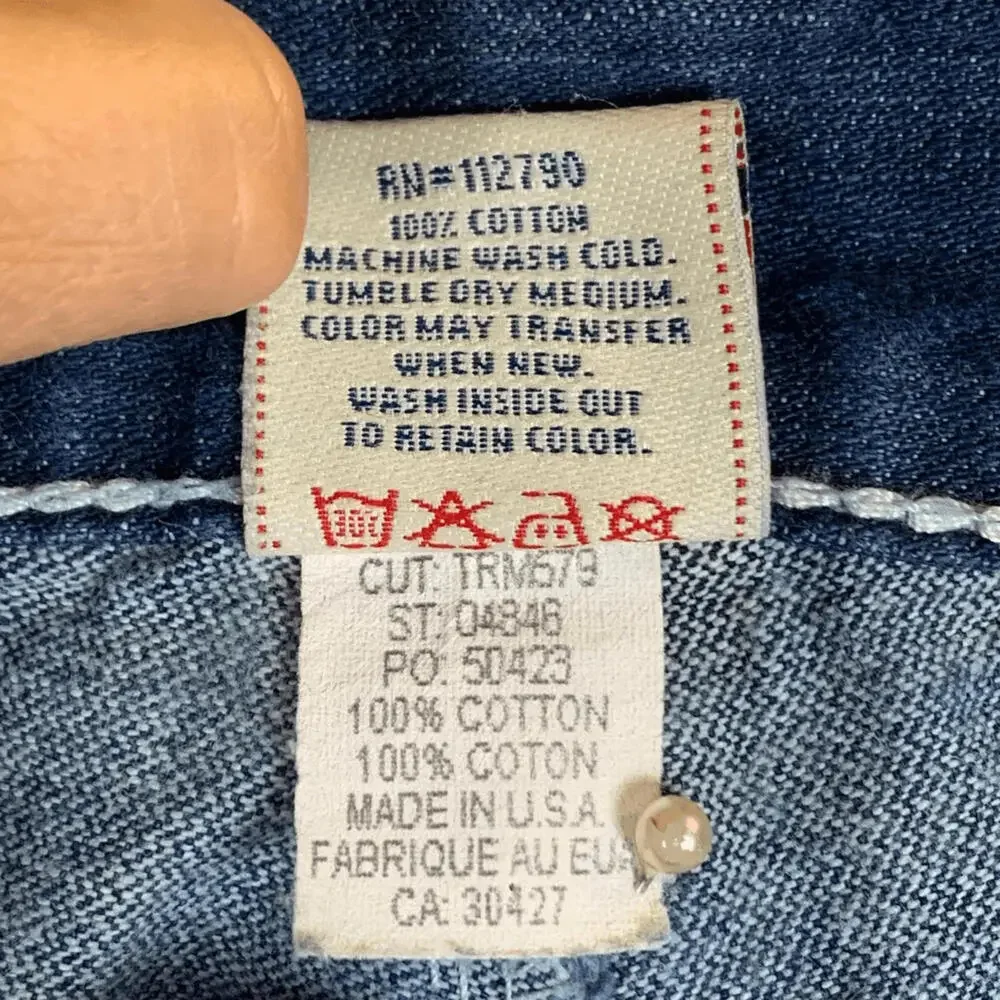 True Religion Men's Size 30x33 Blue Marco Big T Jeans Pocket Flap Western
